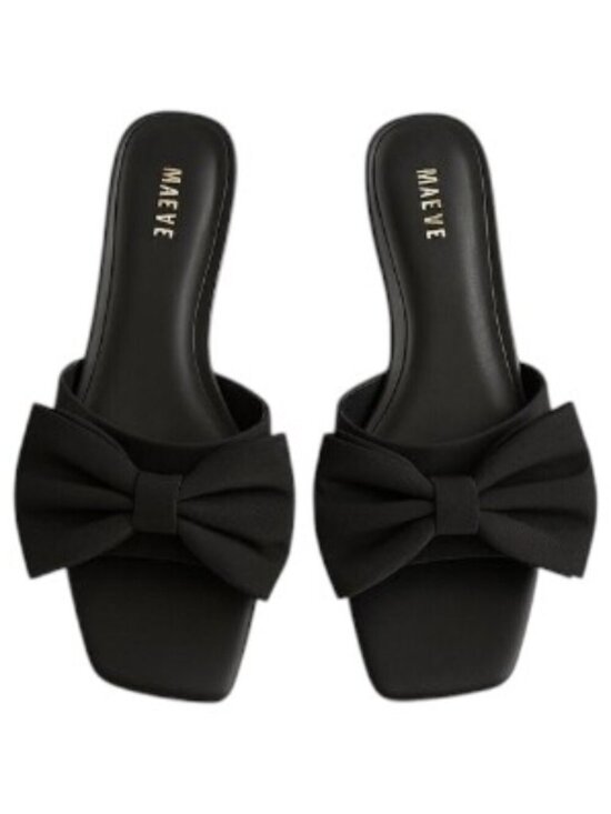 Maeve Shoes - Maeve by Anthropologie Bow Micro Wedge Sandals in Black Size10 NEW